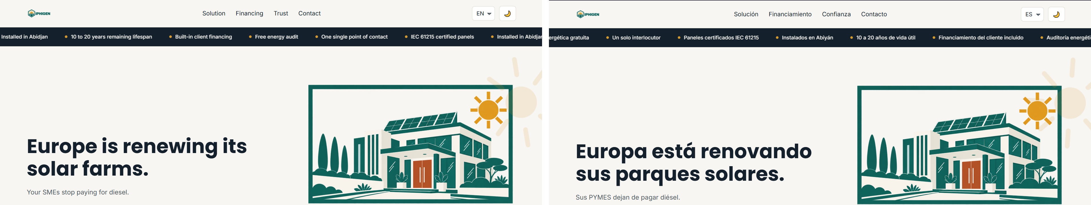 Le site Iphigen en anglais et en espagnol